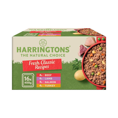 Harringtons Complete Wet Tray Grain Free Hypoallergenic Adult Dog Food Classics Bumper Pack 16x400g