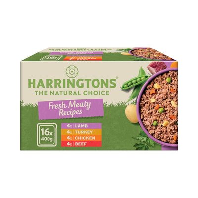 Harringtons Complete Wet Tray Grain Free Hypoallergenic Adult Dog Food Meaty Bumper Pack 16x400g