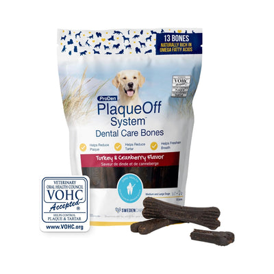 ProDen PlaqueOff 13 Dental Bones for Medium & Large Dogs Tartar, Plaque & Bad Breath Remover, Improves Overall Oral Health Flavour(Turkey & Cranberry)