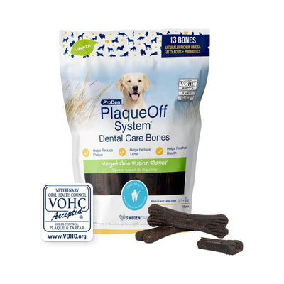 ProDen PlaqueOff 13 Dental Bones for Medium & Large Dogs, Tartar, Plaque & Bad Breath Remover, Improves Overall Oral Health Flavour (Vegetable Fusion)