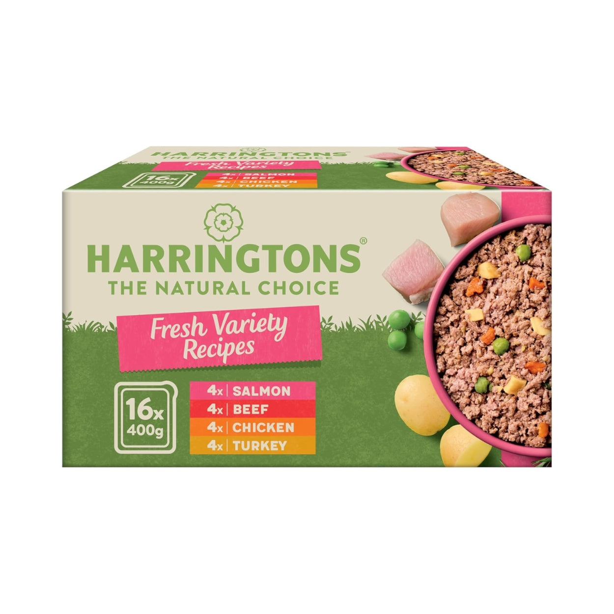 Harringtons Complete Wet Tray Grain Free Hypoallergenic Adult Dog Food Classics Variety Pack 16x400g