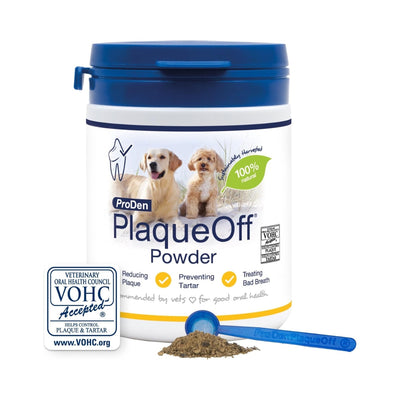 ProDen PlaqueOff Powder for Dogs & Cats, Tartar & Bad Breath Remover 100% Natural Teeth Cleaner and Plaque Remover 60 g