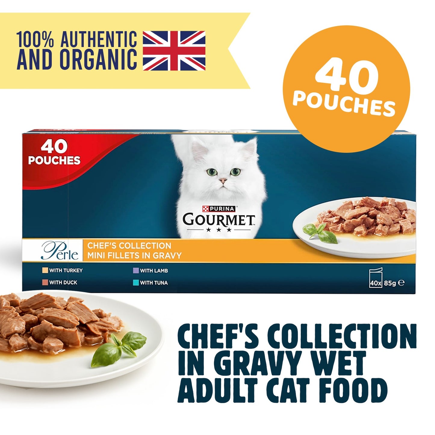 GOURMET Perle Chef's Collection in Gravy Wet Adult Cat Food 40x85g